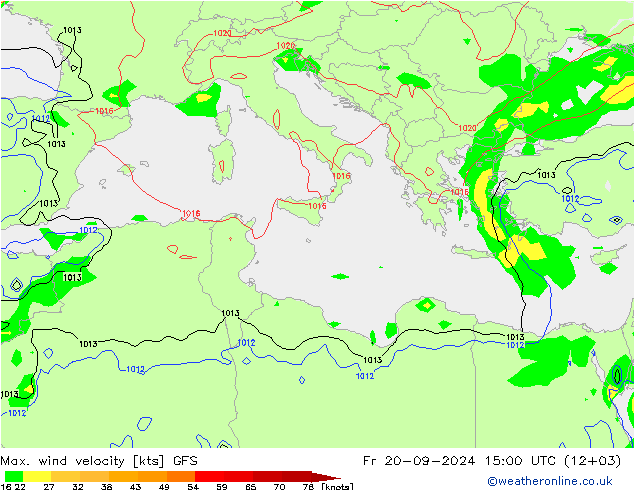 Max. wind velocity GFS Pá 20.09.2024 15 UTC