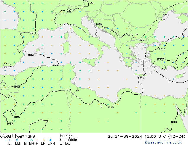 Chmura warstwa GFS so. 21.09.2024 12 UTC