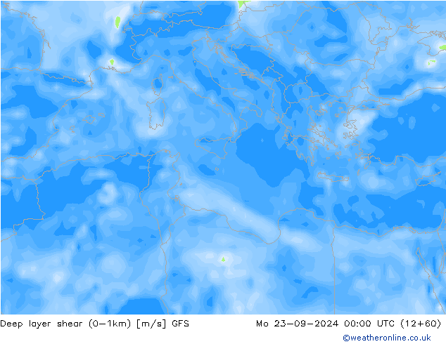 Deep layer shear (0-1km) GFS Setembro 2024