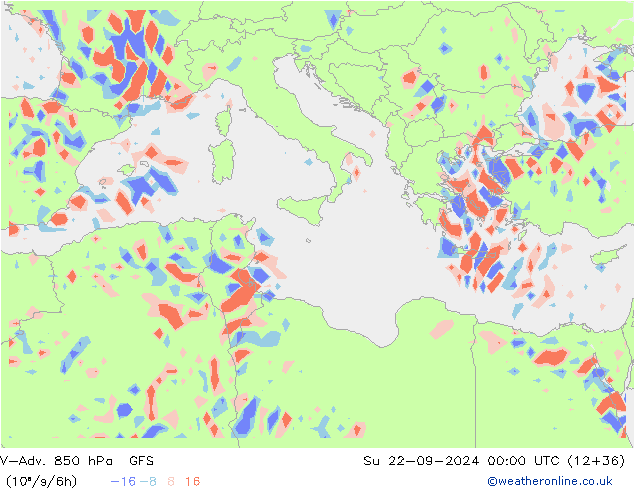 V-Adv. 850 hPa GFS dim 22.09.2024 00 UTC