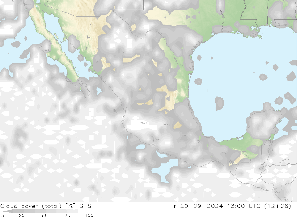 Cloud cover (total) GFS Pá 20.09.2024 18 UTC