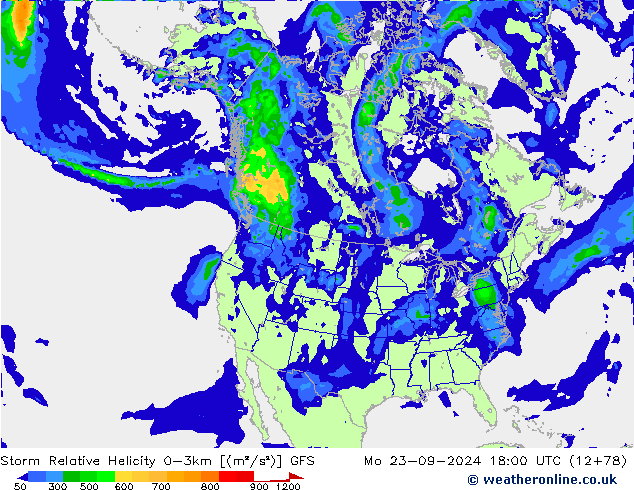 Storm Relative Helicity GFS wrzesień 2024