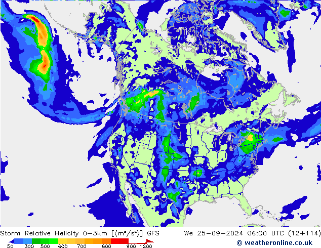 Storm Relative Helicity GFS September 2024