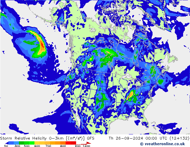 Storm Relative Helicity GFS do 26.09.2024 00 UTC