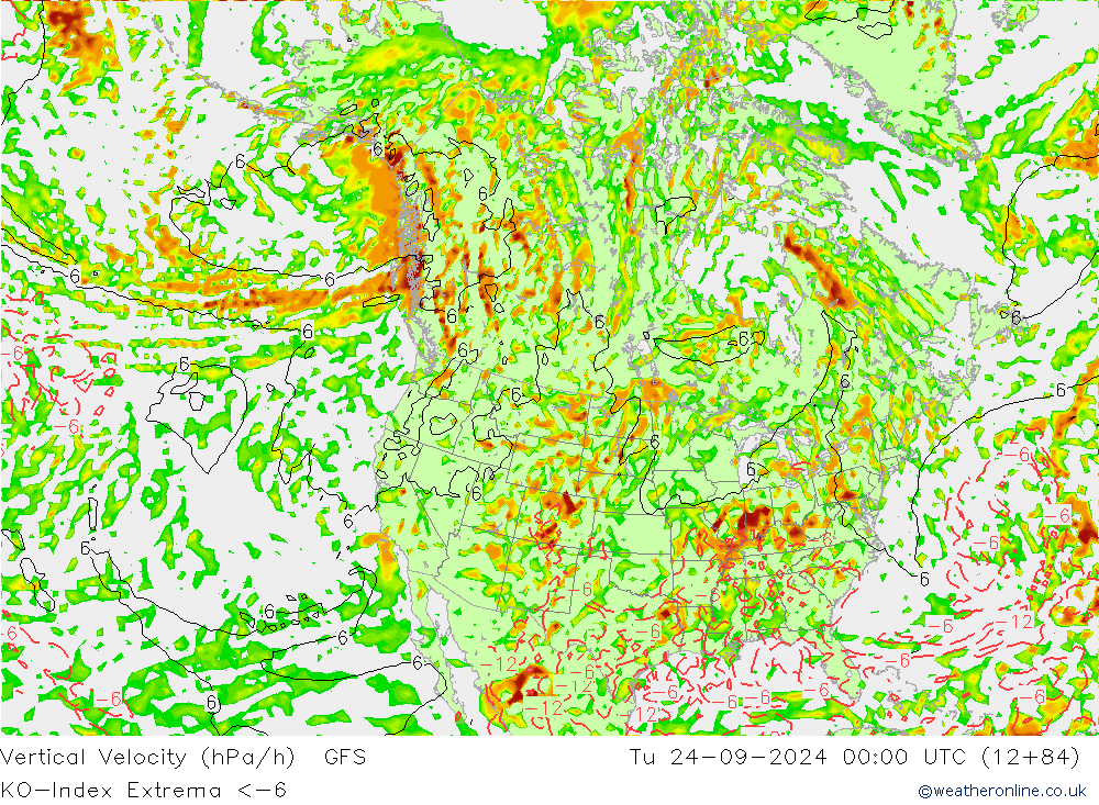 Konveksiyon - İndeks GFS Sa 24.09.2024 00 UTC