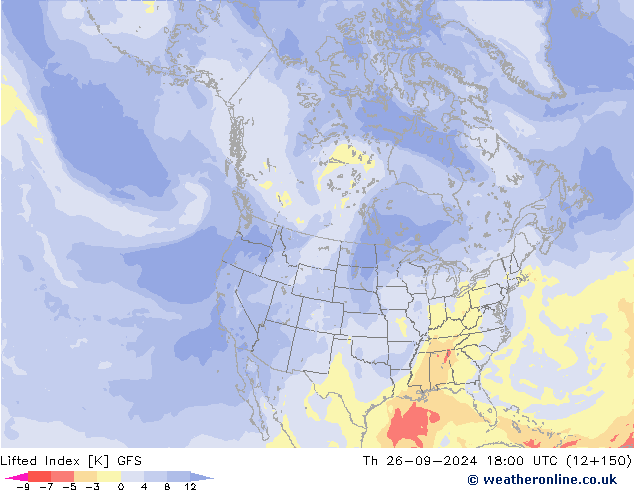 Lifted Index GFS Th 26.09.2024 18 UTC