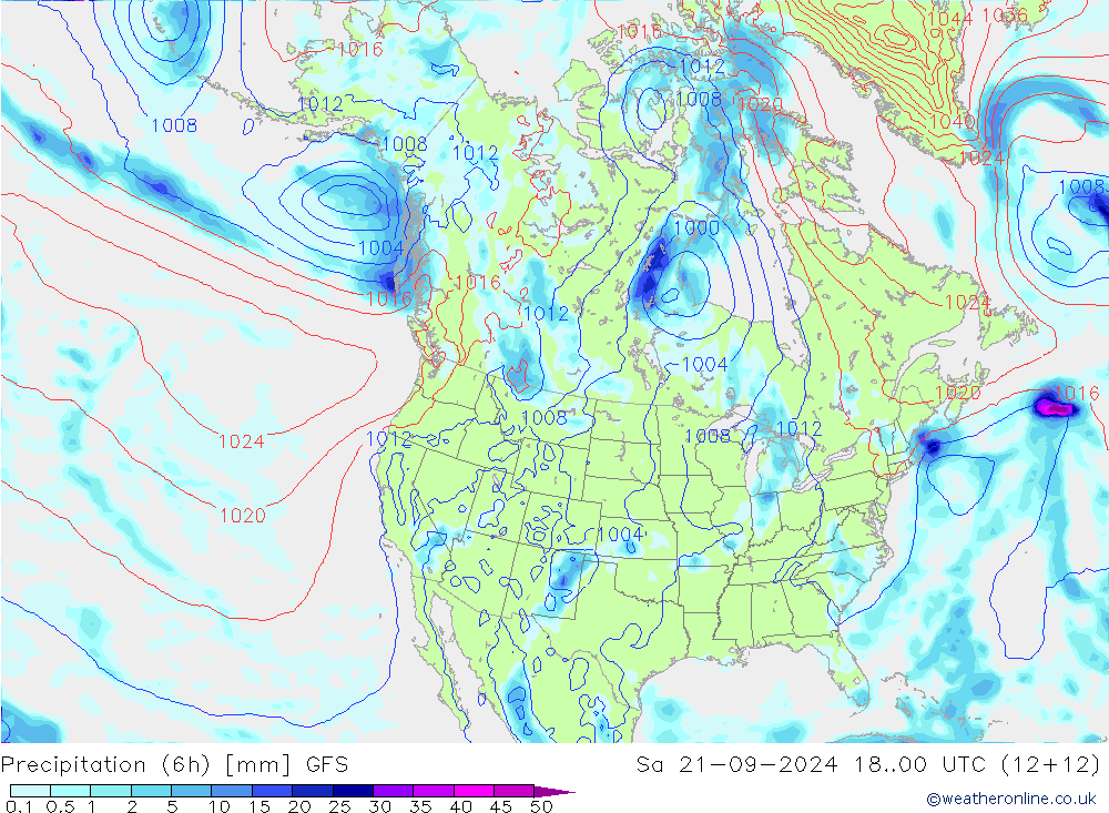 Z500/Rain (+SLP)/Z850 GFS sab 21.09.2024 00 UTC