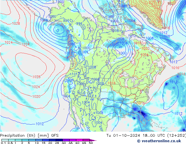 Z500/Rain (+SLP)/Z850 GFS mar 01.10.2024 00 UTC