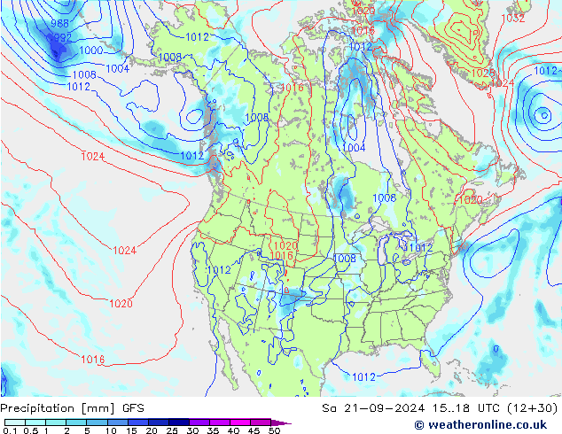 Precipitation GFS Sa 21.09.2024 18 UTC