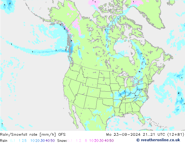 Regen/Sneeuwval GFS ma 23.09.2024 21 UTC