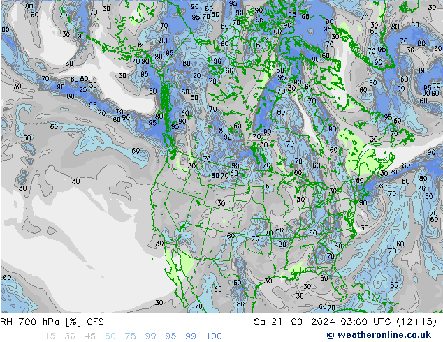 RH 700 hPa GFS sab 21.09.2024 03 UTC