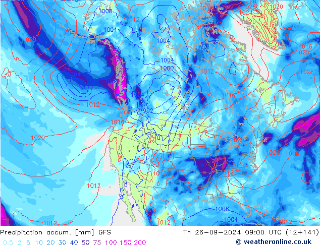 Precipitation accum. GFS Th 26.09.2024 09 UTC