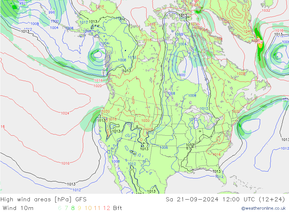 High wind areas GFS sam 21.09.2024 12 UTC