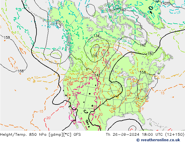 Z500/Rain (+SLP)/Z850 GFS Th 26.09.2024 18 UTC