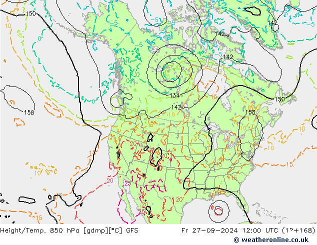 Z500/Rain (+SLP)/Z850 GFS  27.09.2024 12 UTC