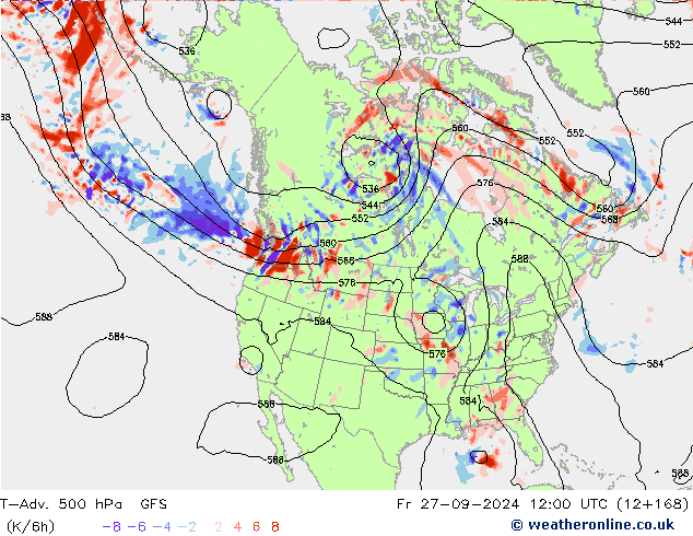 T-Adv. 500 hPa GFS Fr 27.09.2024 12 UTC