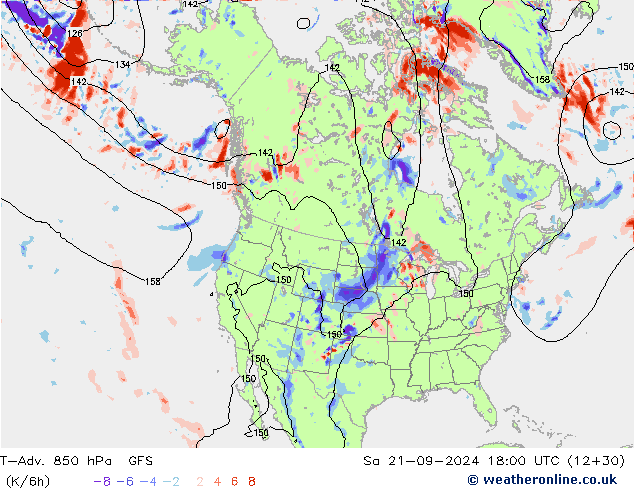 T-Adv. 850 hPa GFS za 21.09.2024 18 UTC