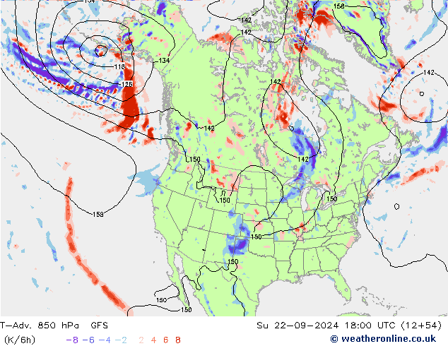 T-Adv. 850 hPa GFS Ne 22.09.2024 18 UTC