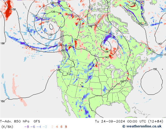 T-Adv. 850 hPa GFS di 24.09.2024 00 UTC