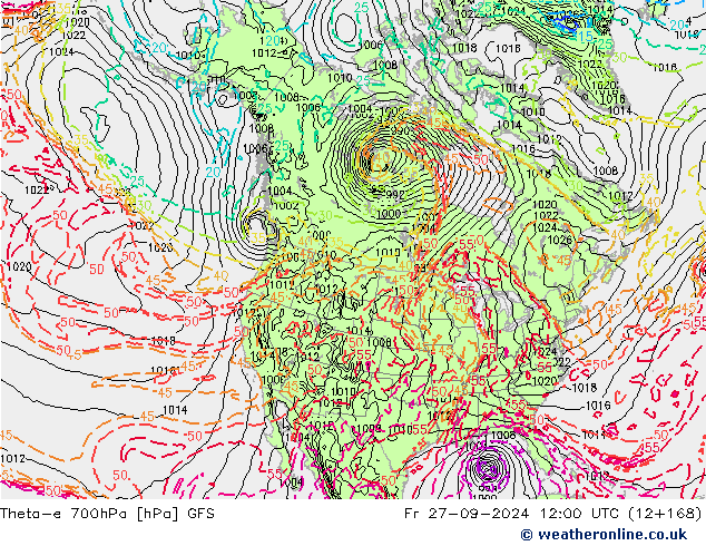 Theta-e 700hPa GFS September 2024