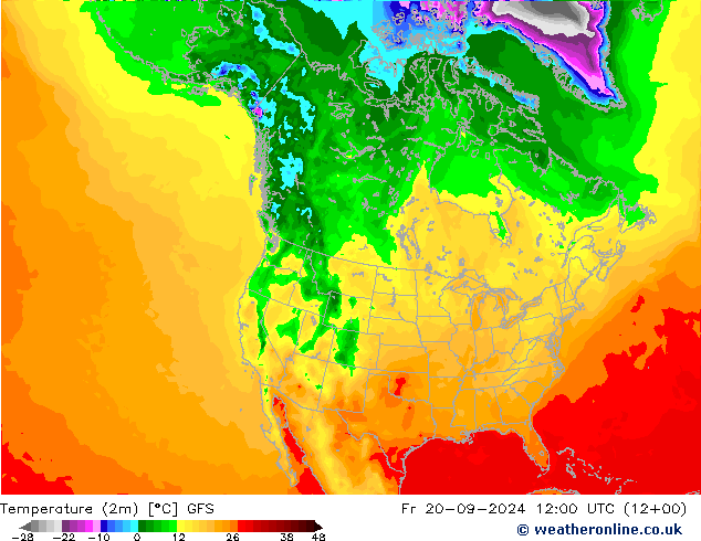 Temperature (2m) GFS Fr 20.09.2024 12 UTC