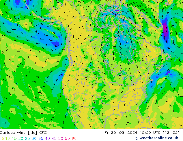 ветер 10 m GFS пт 20.09.2024 15 UTC