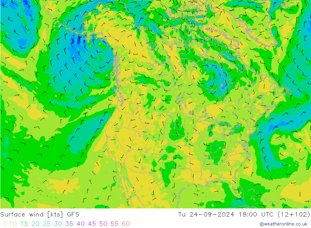 Bodenwind GFS Di 24.09.2024 18 UTC