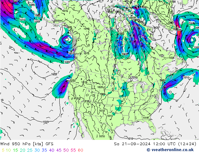 Wind 950 hPa GFS September 2024