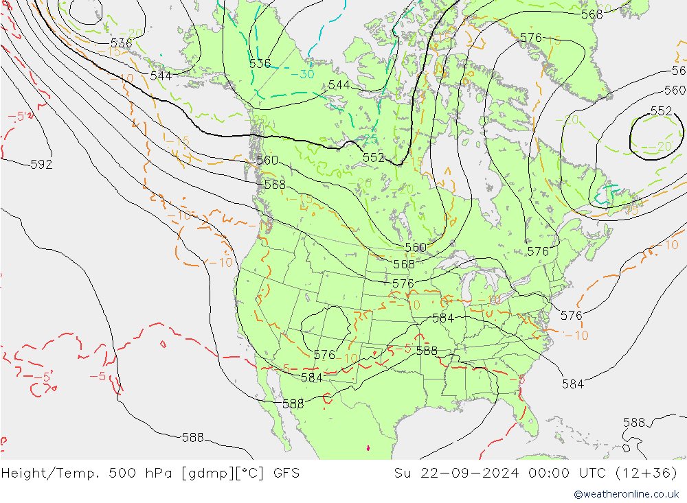 Z500/Regen(+SLP)/Z850 GFS zo 22.09.2024 00 UTC