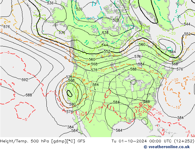 Z500/Rain (+SLP)/Z850 GFS mar 01.10.2024 00 UTC