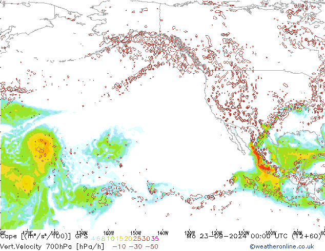 Cape GFS lun 23.09.2024 00 UTC