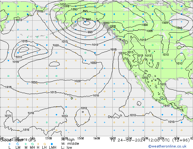 Chmura warstwa GFS wto. 24.09.2024 12 UTC