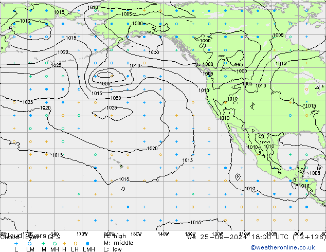 Cloud layer GFS mer 25.09.2024 18 UTC