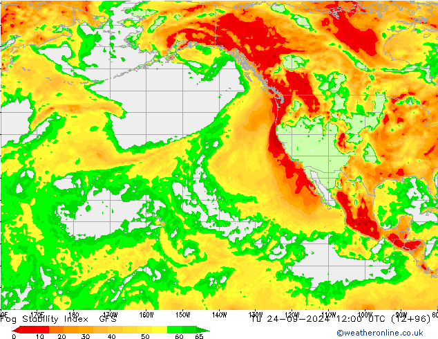 Fog Stability Index GFS wto. 24.09.2024 12 UTC