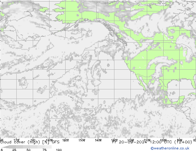 Cloud cover (high) GFS Fr 20.09.2024 12 UTC