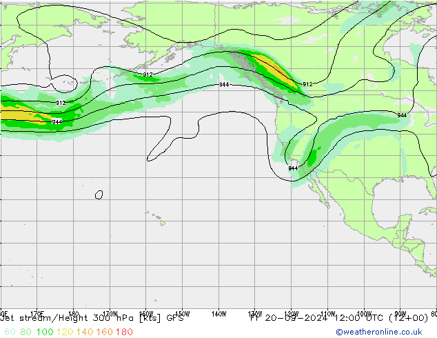 Prąd strumieniowy GFS pt. 20.09.2024 12 UTC