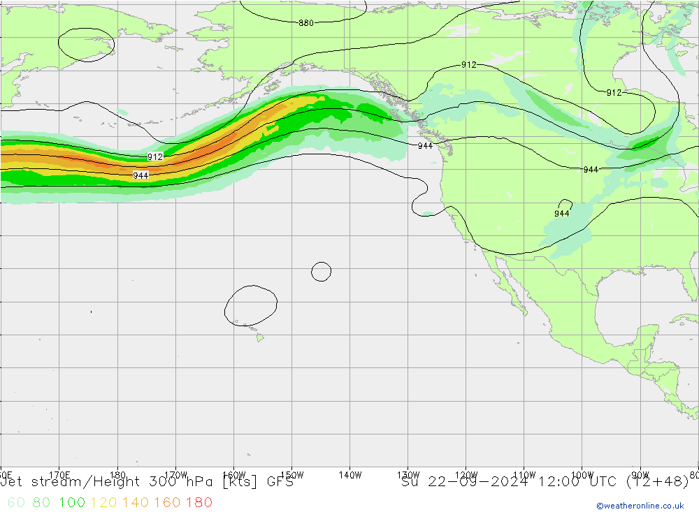 Straalstroom GFS zo 22.09.2024 12 UTC