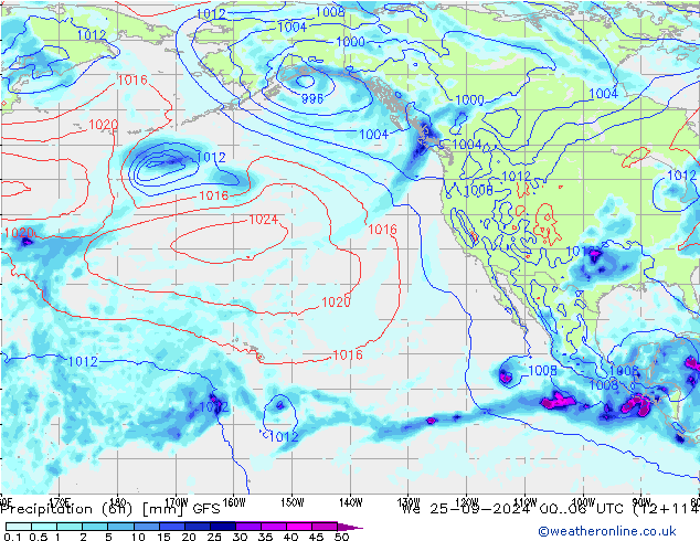 Totale neerslag (6h) GFS wo 25.09.2024 06 UTC