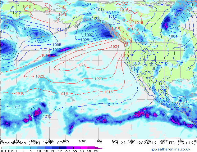 Precipitation (12h) GFS So 21.09.2024 00 UTC