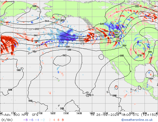 T-Adv. 500 hPa GFS czw. 26.09.2024 18 UTC