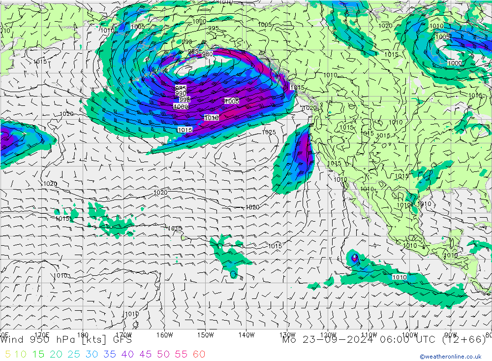 Wind 950 hPa GFS Mo 23.09.2024 06 UTC