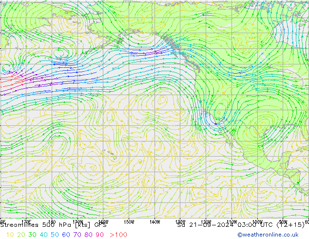 Línea de corriente 500 hPa GFS sáb 21.09.2024 03 UTC