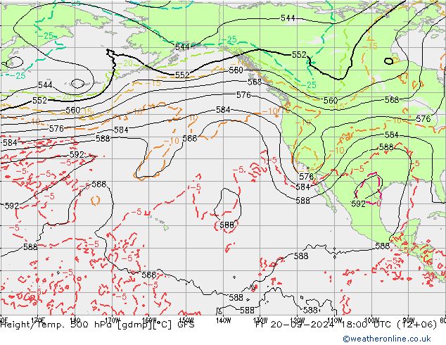 Height/Temp. 500 hPa GFS Pá 20.09.2024 18 UTC