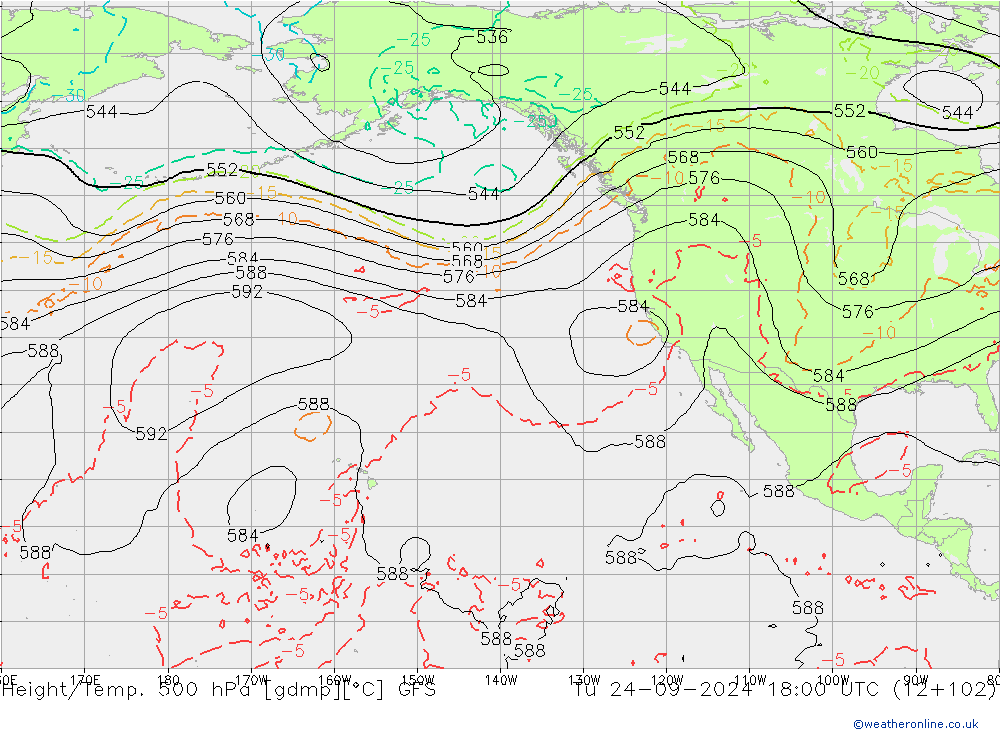 Z500/Rain (+SLP)/Z850 GFS mar 24.09.2024 18 UTC