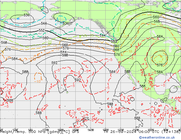 Height/Temp. 500 hPa GFS Čt 26.09.2024 06 UTC