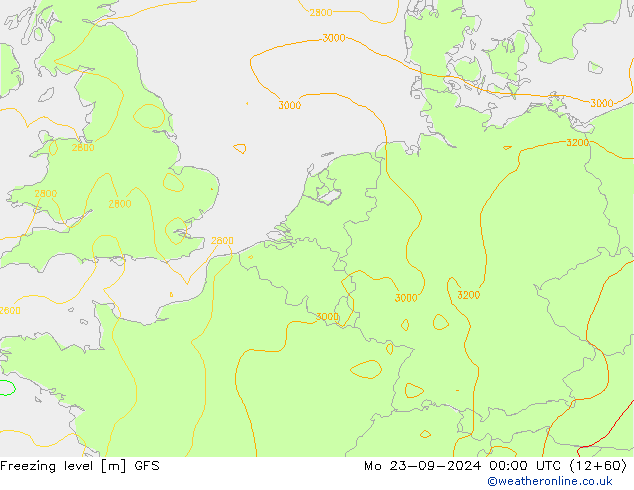 Freezing level GFS Mo 23.09.2024 00 UTC