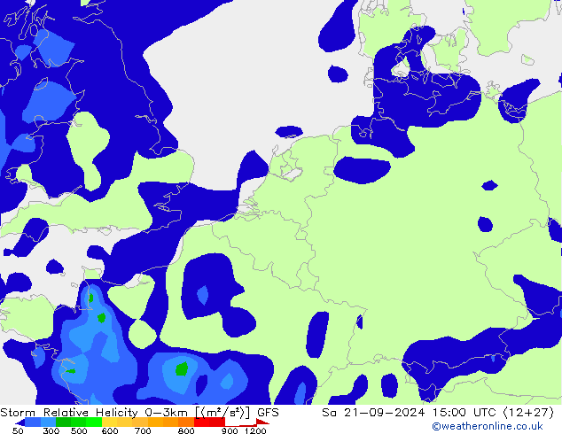 Storm Relative Helicity GFS Sa 21.09.2024 15 UTC