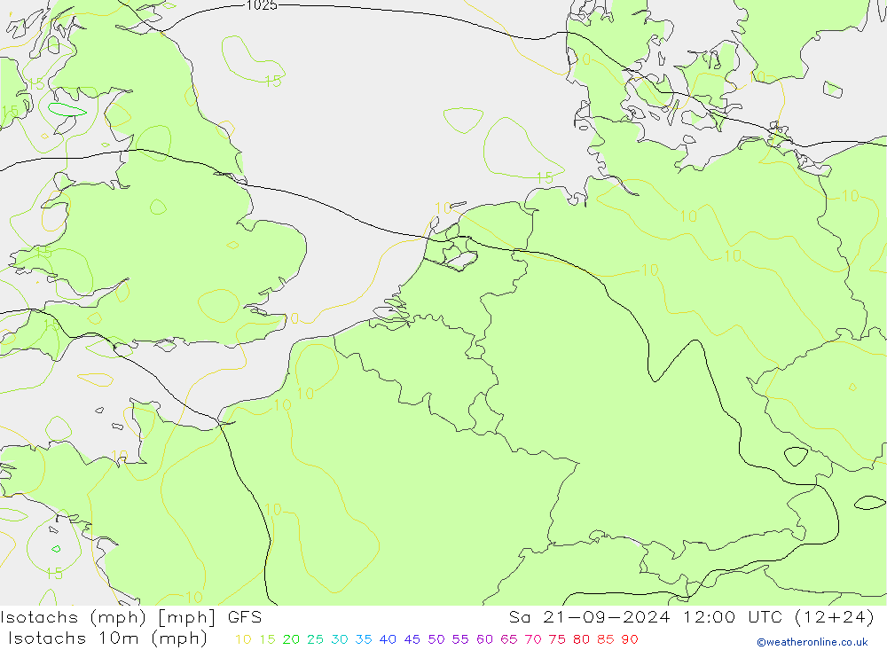 Isotachs (mph) GFS  21.09.2024 12 UTC