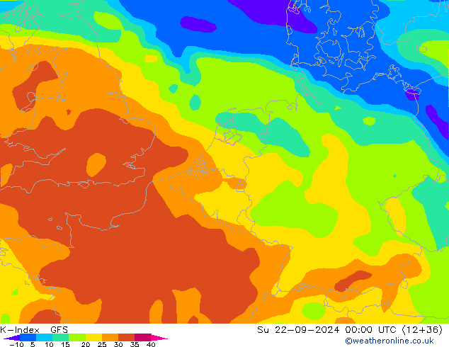 K-Index GFS Su 22.09.2024 00 UTC