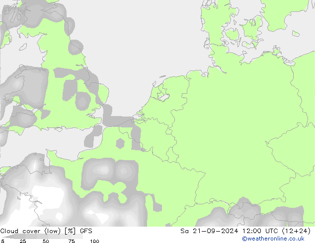 облака (низкий) GFS сб 21.09.2024 12 UTC